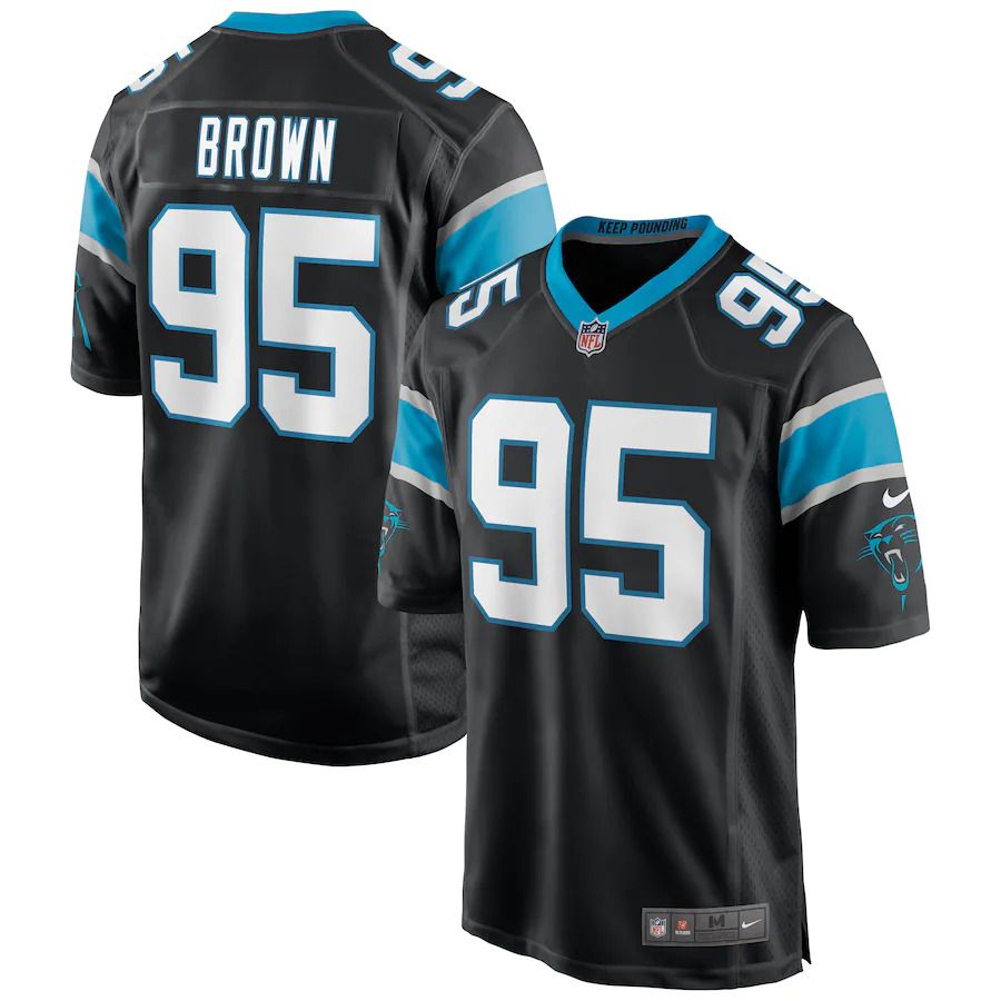 Men Carolina Panthers 95 Derrick Brown Nike Black Game NFL Jersey